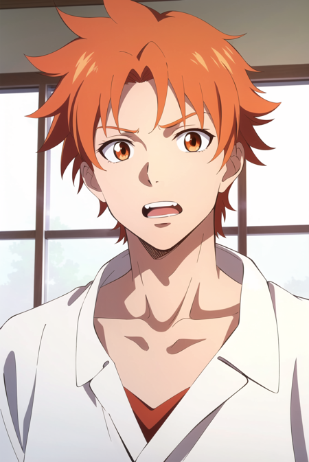 3978521851-2471939750-anime screencap, 1990s__(style_), 1boy, collarbone, looking at viewer, male focus, open mouth, orange eyes, orange hair, solo, s_ed.png